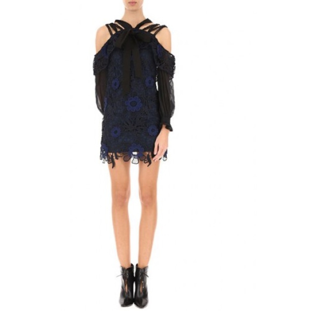 Authentic Self-Protrait 3D lace floral mini dress